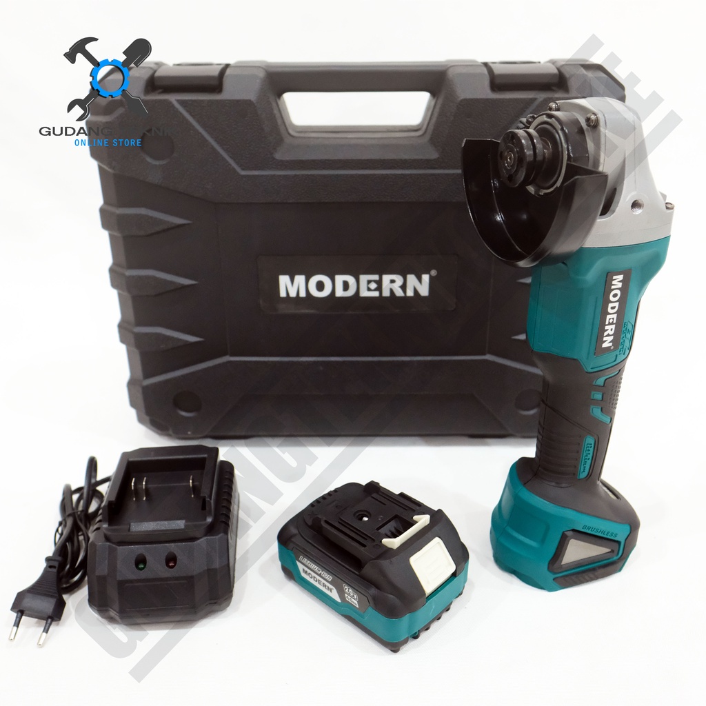 GERINDA TANGAN M23 MODERN BATERAI 4&quot; / BRUSHLESS CORDLESS Angle Grinder Disc Gerinda BATERAI 4 Inch M23 MODERN