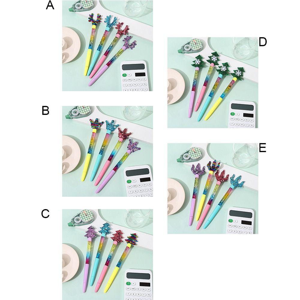 Top 6PCS/Set Pena Gel Natal Alat Tulis Hadiah Kantor Sekolah Pena Netral