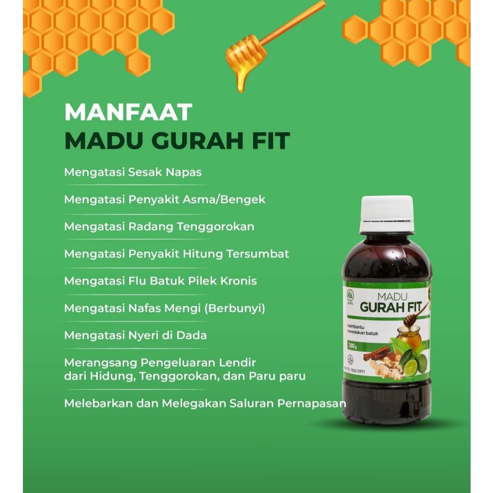 PAKET GOLD MADU GURAHFIT GURAH FIT ORI HERBAL ATASI BATUK PILEK HIDUNG TERSUMBAT NYERI DADA MEMBANTU MELEGAKAN PERNAFASAN