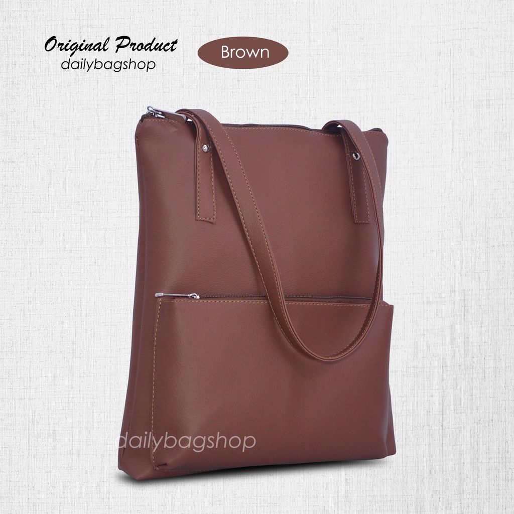 Tas Wanita Besar Tote Bag Laptop 14 Inch Map Dokumen Kuliah Kerja Terkini Resleting Simple Modis