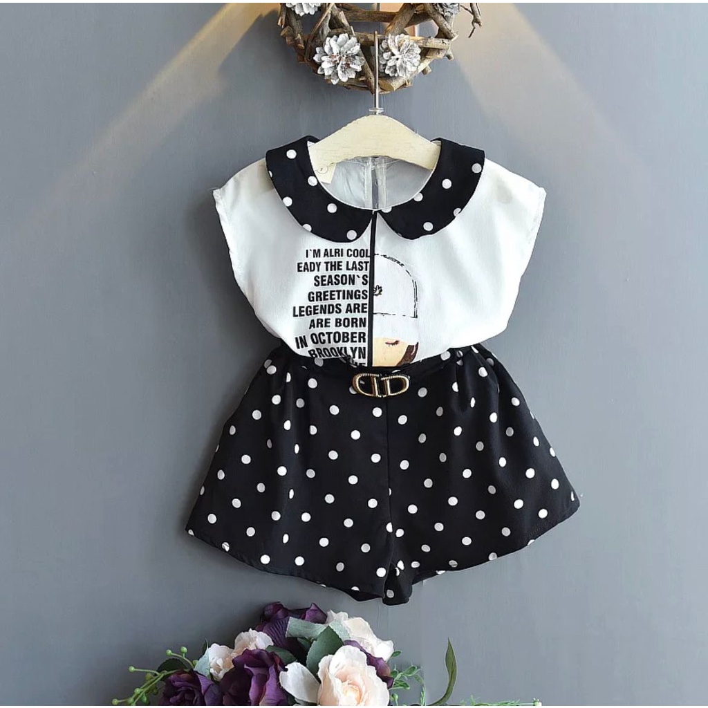 SETELAN DRES ANAK PEREMPUAN UMUR 1-5 TAHUN MOTIF POLKAADOT BAJU PAKAIAN ANAK PEREMPUAN TERBARU BAHAN KATUN FASHON ANAK TERLARIS DAN TERMURAH