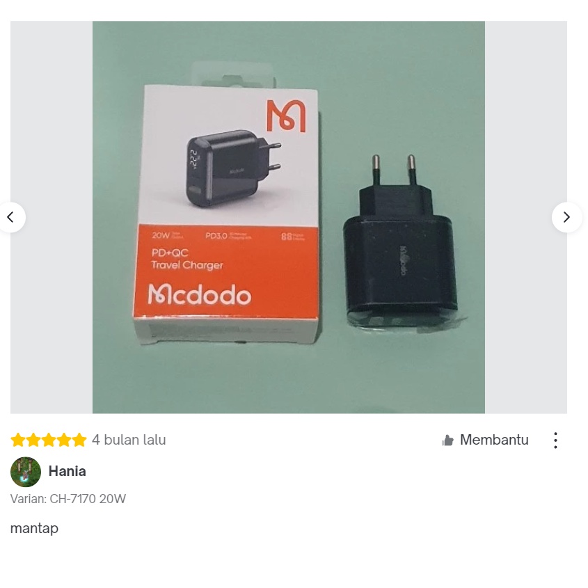 MCDODO CH-7170 Charger USB PD Type C Fast Charge 20W QC 3.0