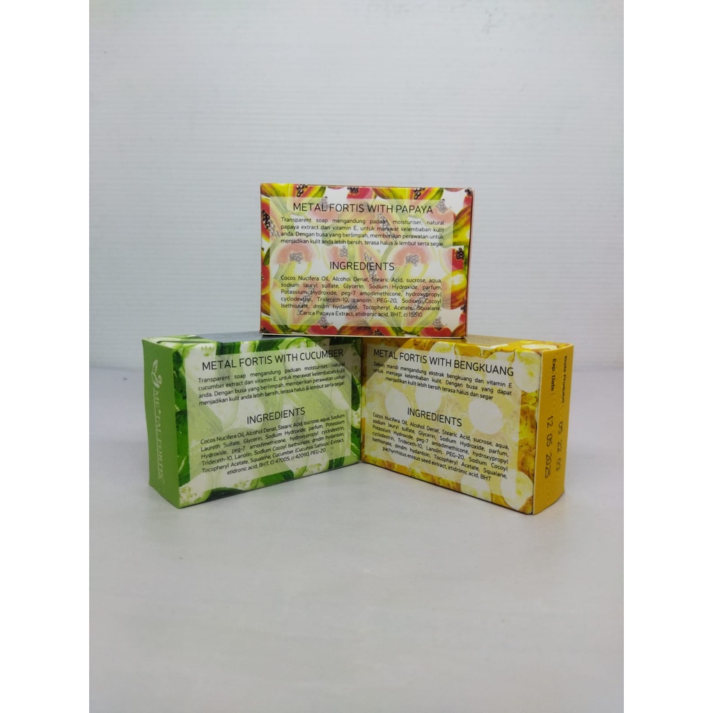 Sabun Metal Fortis Original Transparent Soap With Cucumber Papaya Bengkuang BPOM 85gr Bisa COD
