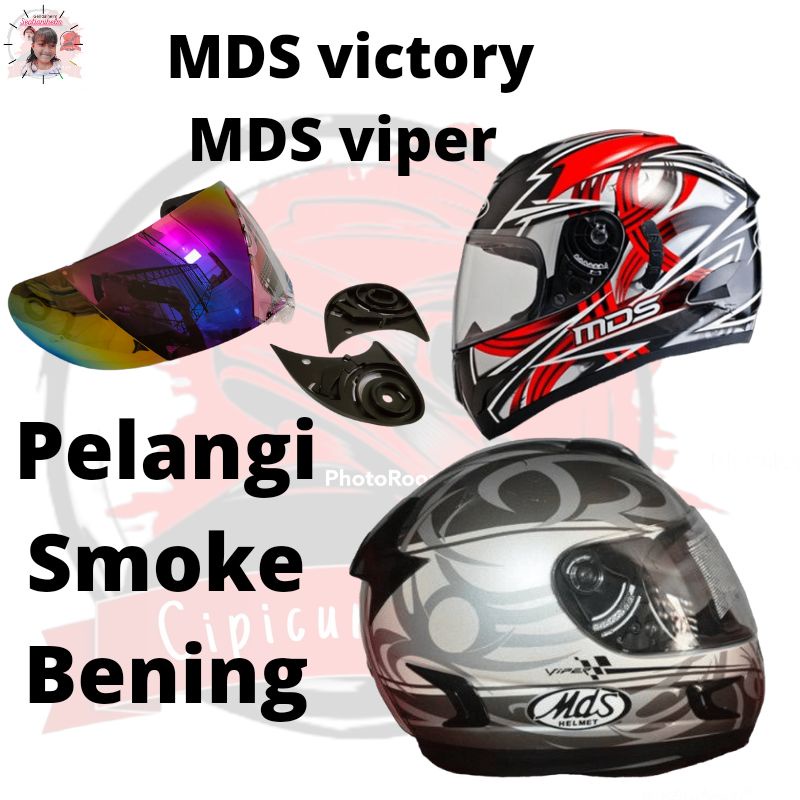kaca helm  MDS VIPER full face pelangi smoke bening rachet VISOR helmet