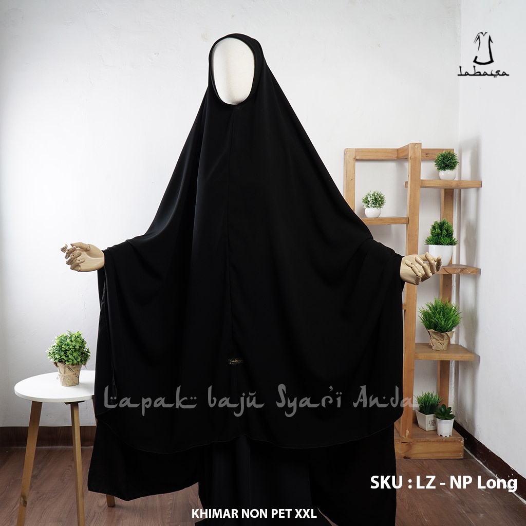 Khimar Syari Jumbo Square ( Cutting bawah Kotak ) Non Pet XXL 120 x 140 Ity Crepe - Labasa Ori | Bergo Syari Jumbo