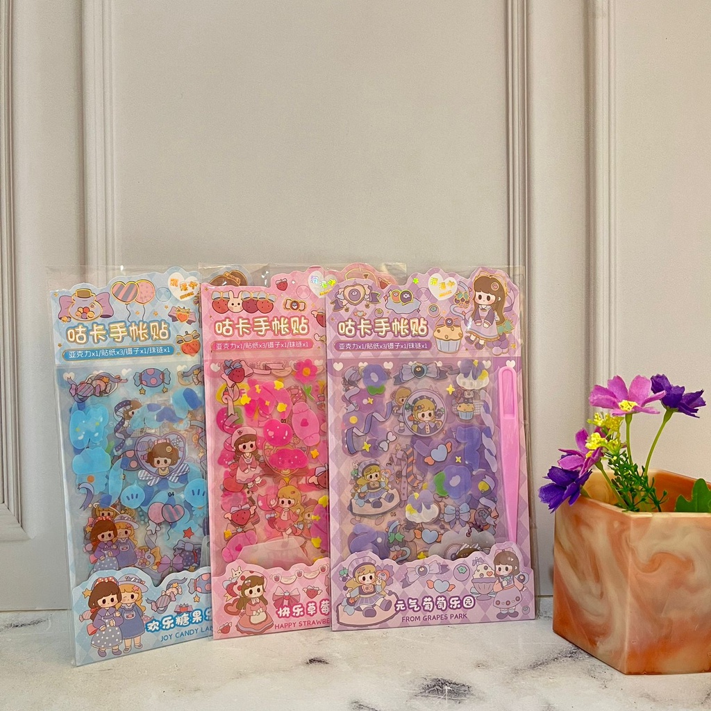 

Paket Sticker Isi 3 Lembar + Penjepit & Gantungan - MOTIF CUTE SZ-71 WARNA RANDOM - washi tape cute girl kado unik bungkus gambar hadiah sovenir alat tulis kerja sekolah kantor lucu