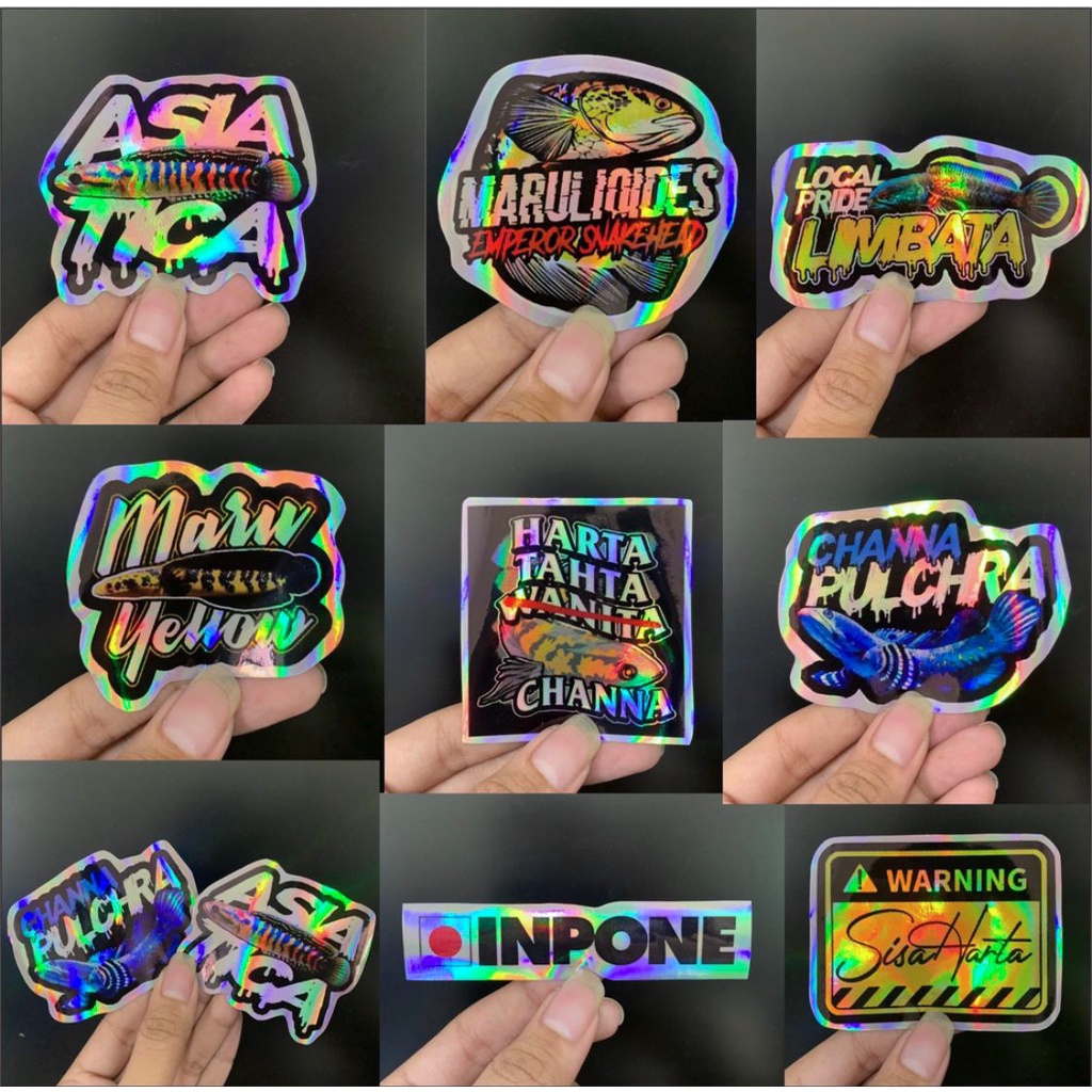 HOLOGRAM PREMIUM Sticker ikan CHANNA AQUARIUM,STICKER,antiAIR stiker ikan hias aquarium stiker cana , cana , stiker chana