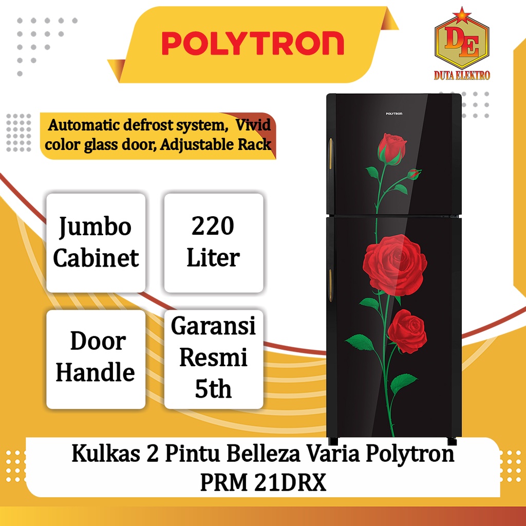 Kulkas 2 Pintu Polytron PRM 21 DRX Belleza Varia