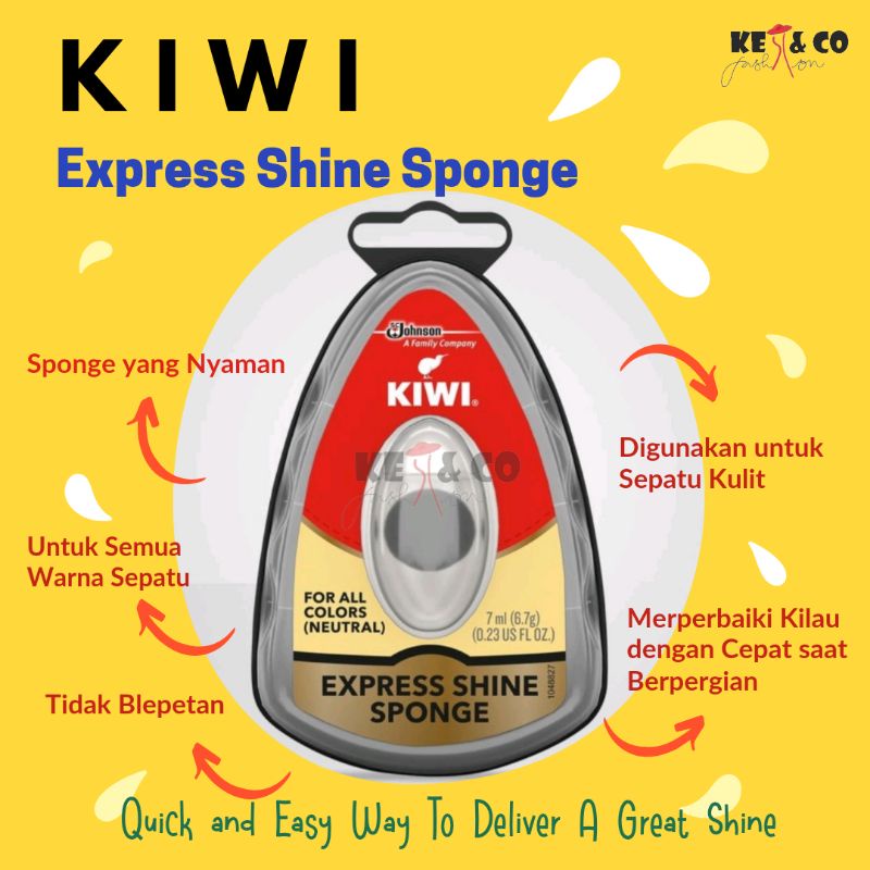 Kiwi Express Shine Sponge Neutral - Semir Sepatu Sponge Netral 7ml