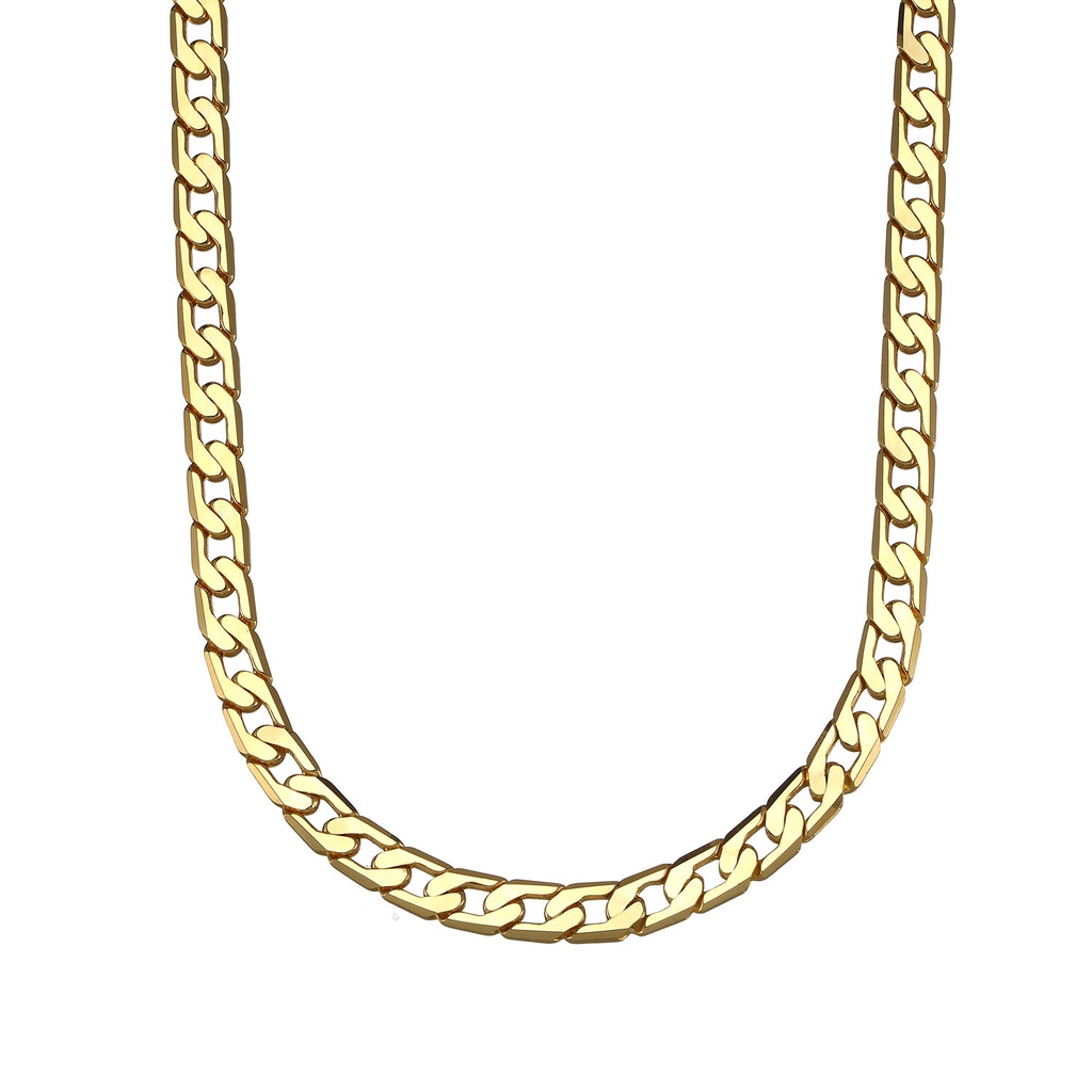 Goldkingdom Perhiasan Fashion 24K Bangkok Aksesoris Ready Stock Kalung Hip Hop Pria Berlapis Dengan Rantai Samping Twister Emas Asli Kadar 375 18karat Minimalis