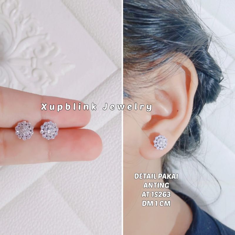 Anting Giwang Titanium Silver Permata  Xupblink Jewelry