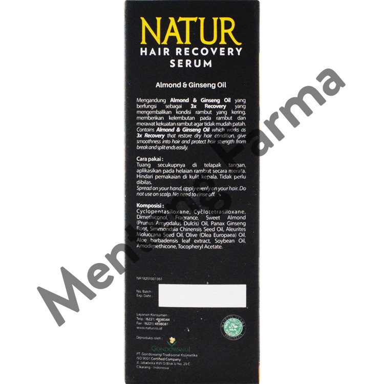 Natur Hair Recovery Serum Almond &amp; Ginseng Oil 60 ML - Serum Anti Hair Fall