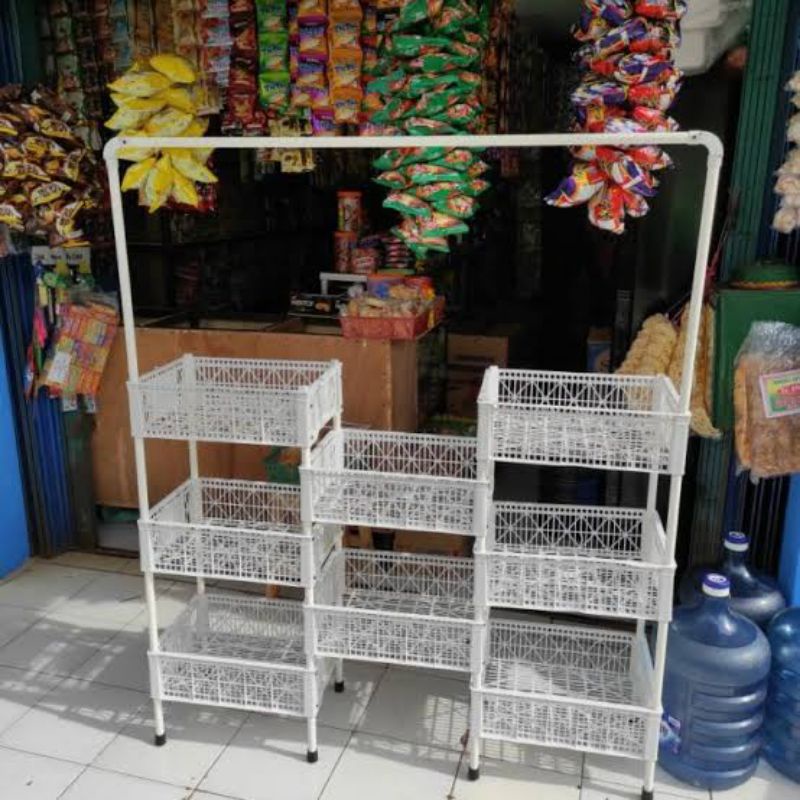 Rak multifungsi susun plastik Dapur dan warung dan salon