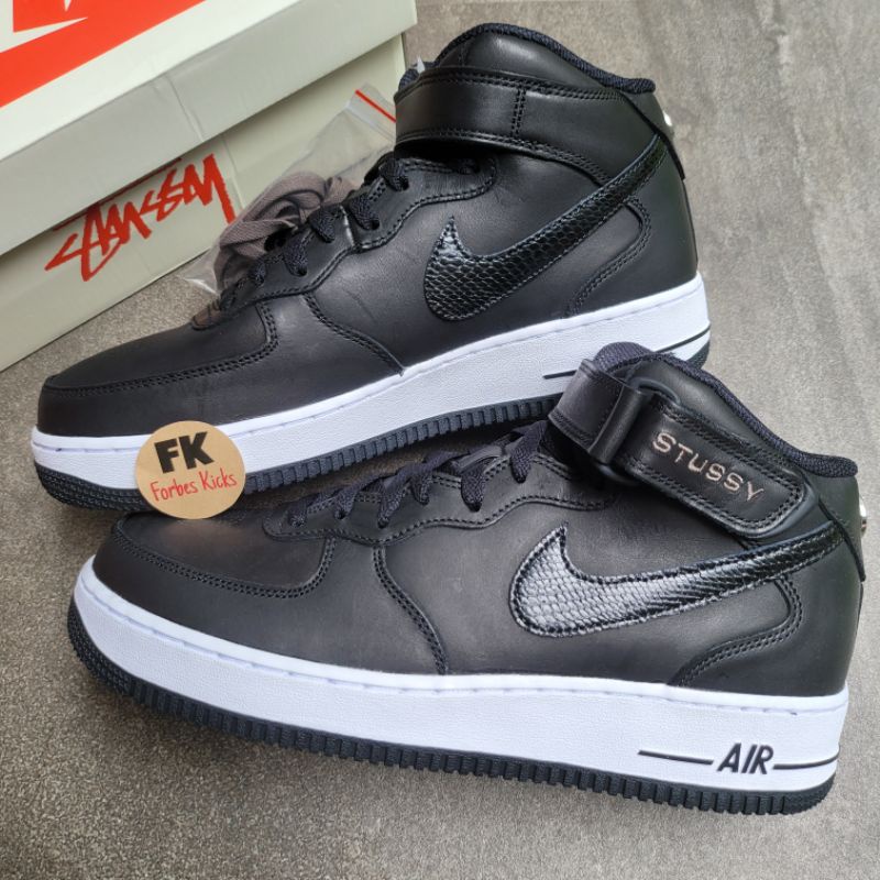 Air Force 1 Mid Stussy Black White || hemp flax supreme red all