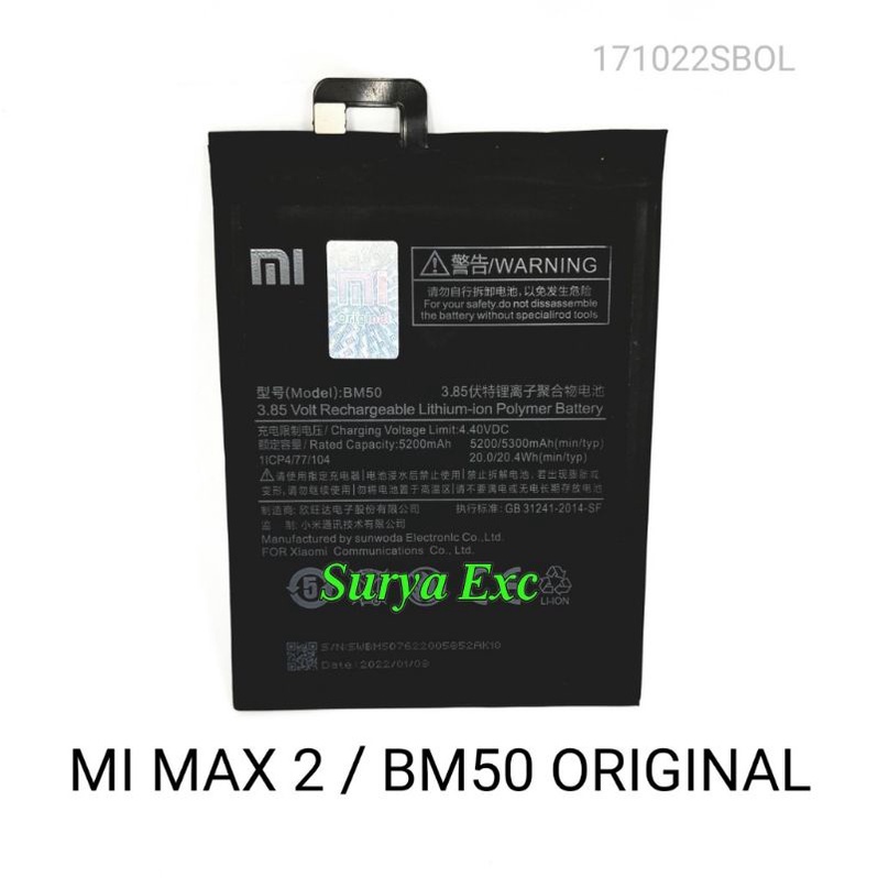 Baterai Xiaomi Mi Max 2 BM50 Batrai siomi Mi Max2 Batray Xiomi MiMax2 Xioami Bm 50 MiMax 2 ORI