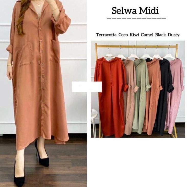 SELWA MIDI JUMBO LONG TUNIK POLOS LD120&140 BAHAN SHAKILA IMPORT PREMIUM ▪ BIK.18Oc22o