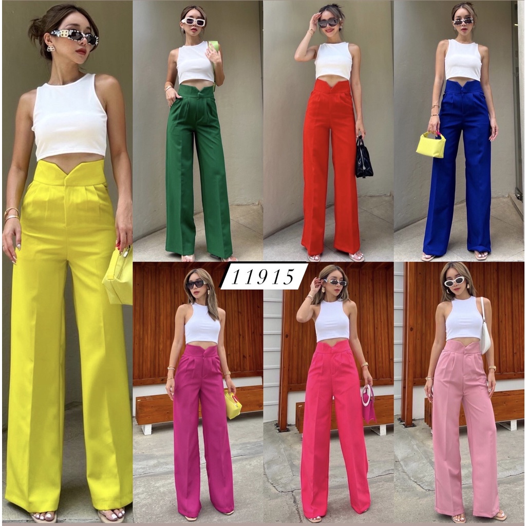 PROMTHONG Celana Kulot Highwaist HW Pants V Cut Kekinian Bangkok Import Wanita Premium 11915
