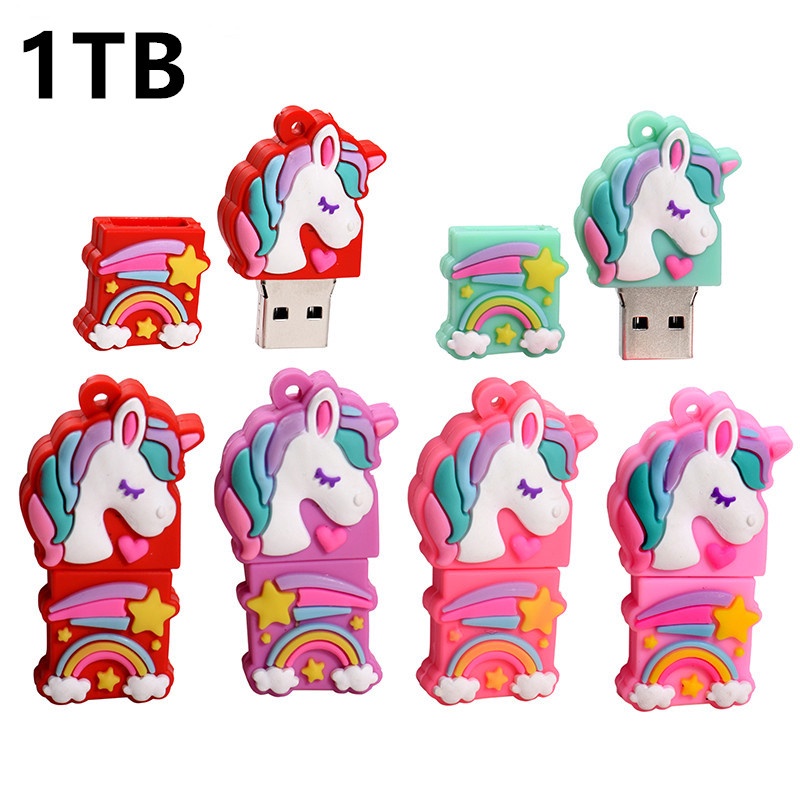 Flash Disk USB 2.0 Kapasitas 1TB Bentuk Kartun Unicorn