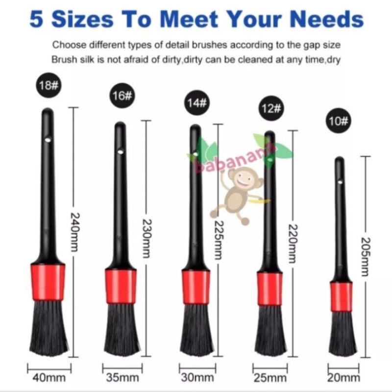 5pcs Kuas detailing mobil motor halus brush pembersih cleaning debu