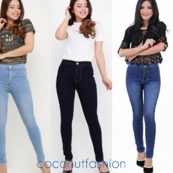 HW- HIGH WAIST - Celana HW Soft Jeans Biru Dongker - Blue Navy - {SKP.18Oc22ˣ}