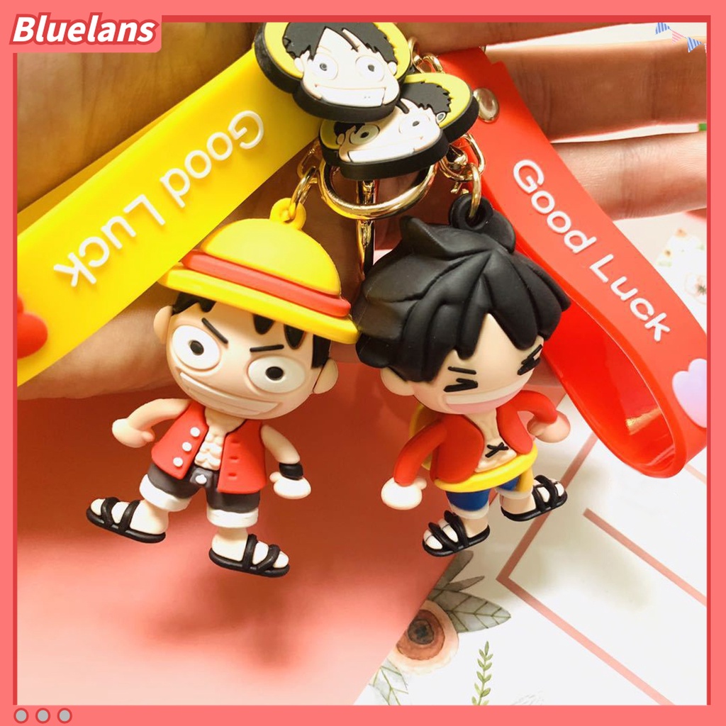 Gantungan Kunci Bentuk Boneka Kartun Anime One Piece Luffy Bahan PVC