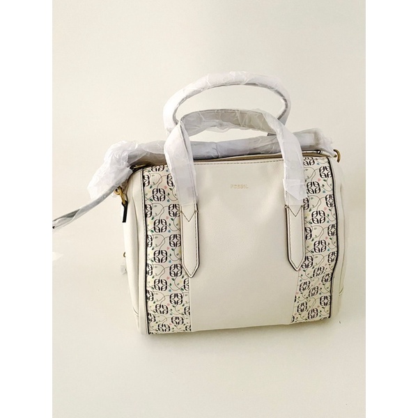 Fossil Sydney Satchel Neutral Floral nwt with Lobg Strap Size 25x10x20 cm