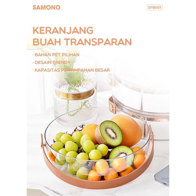 Keranjang Buah SAMONO Transparent Fruit Box Bahan PET Transparan SFB001 Praktis