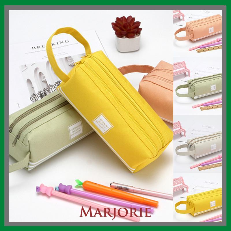 Kreatif Double-layer Kapasitas Besar Portable Pen Bag Sederhana Oxford Cloth Zipper Stationery Bag-MJD