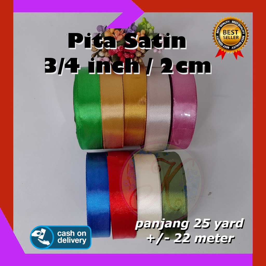 Pita Satin 3/4 inch / 2 cm Sakura harga per 1 roll