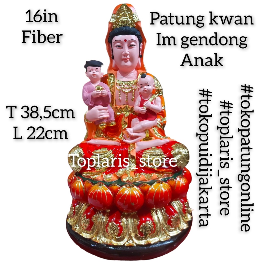 Patung Kwan Im Gendong Anak 16in Fiber TPO