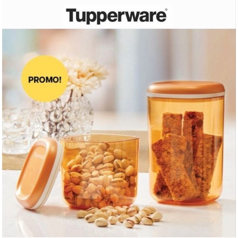 Tupperware Crystal Canister Set (2 Pcs) - Gold // Toples Kristal Snak Cemilan