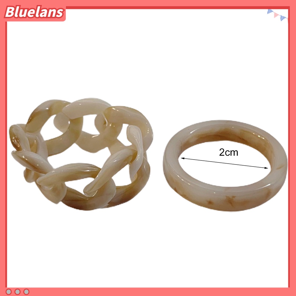 Bluelans 2Pcs Cincin Resin Warna-Warni Gaya Retro Untuk Kencan