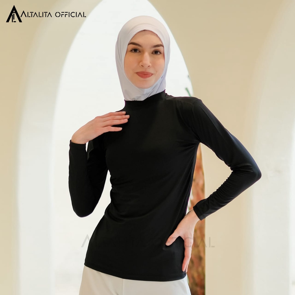 Altalita - Manset Baju Dalaman Wanita Bahan Jersey Adem Tebal Premium | Inner Baju Hitam Basic Polos Lengan Panjang | Mangset Baju Wanita Tangan Panjang Bahan Kaos Jumbo