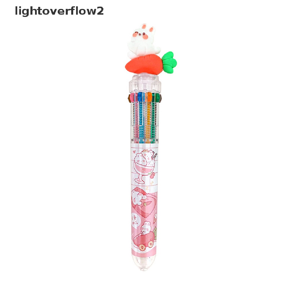 (lightoverflow2) Pulpen 10 Warna Dengan Hiasan Kartun Untuk Sekolah / Kantor