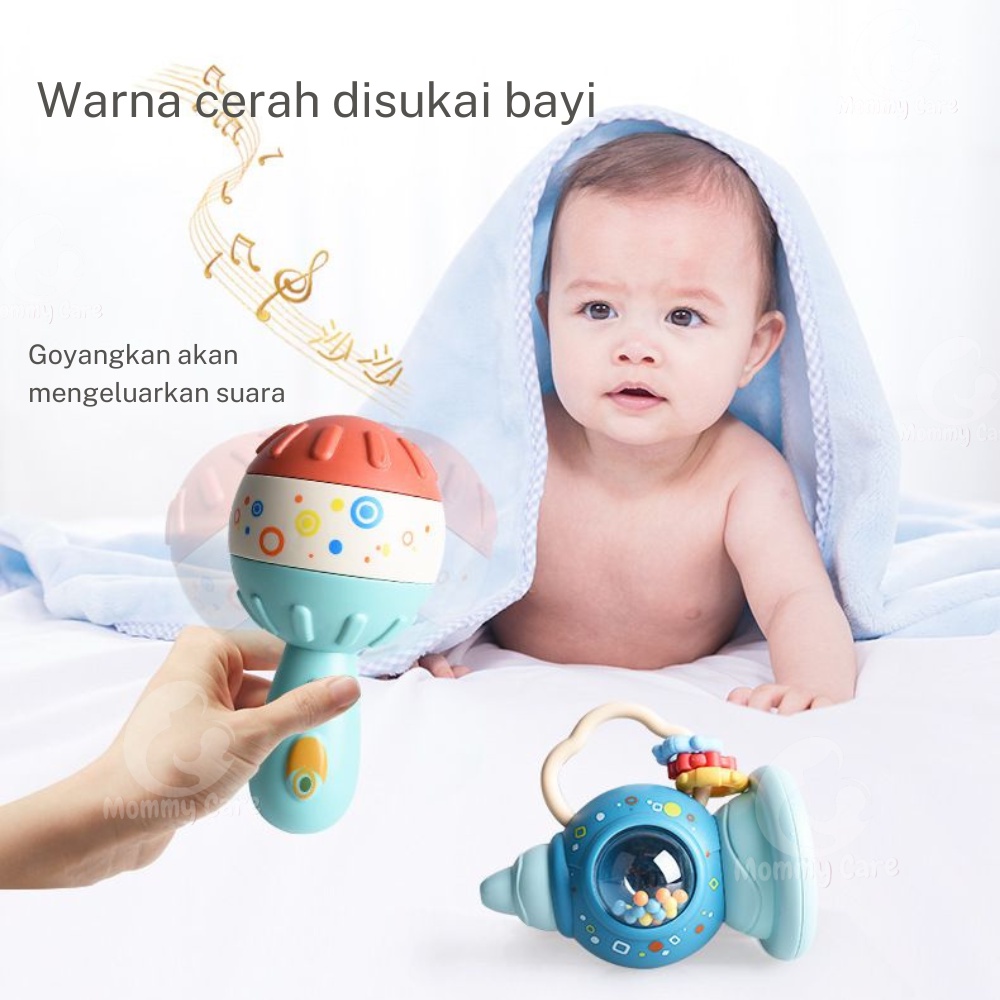 MOMMYCARE MAINAN RATTLE TEETHER BENTUK GITAR KARTUN UNTUK EDUKASI DINI BAYI NEWBORN