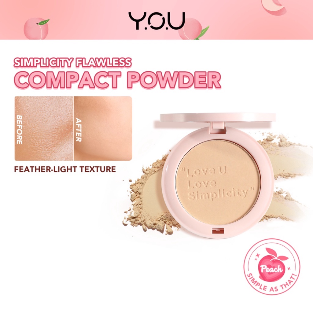 Y.O.U Simplicity Flawless Compact Powder | Bedak Padat | Natural Makeup Tahan Lama | Sebum Control |