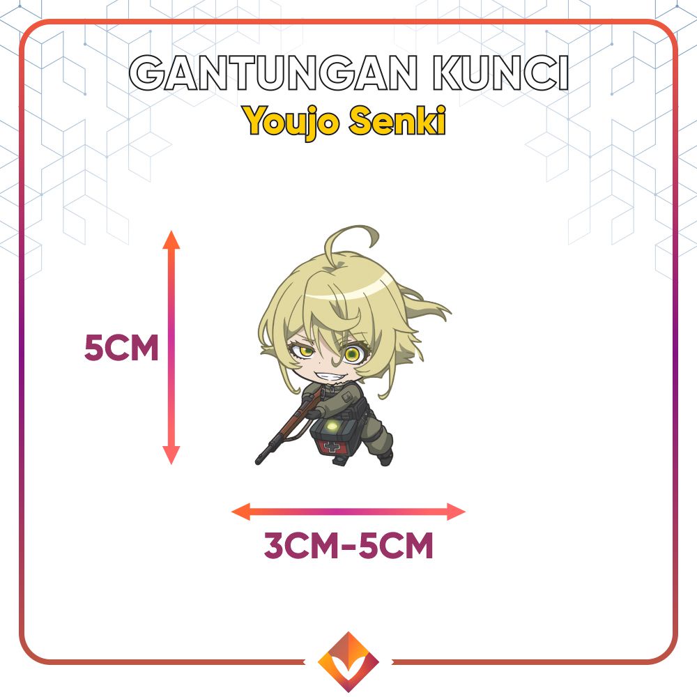 GANCI YOUJO SENKI CHIBI Keychain Gantungan Kunci Anime Isekai Von Degurechaff