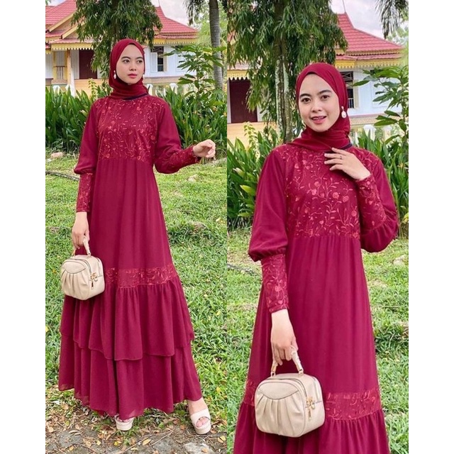 PB Prilly Busana - KHINZANA DRESS MALAYSIA TILE BORDIR - GAMIS MALAYSIA - GAMIS TILE BORDIR MALAYSIA - DRESS PESTA