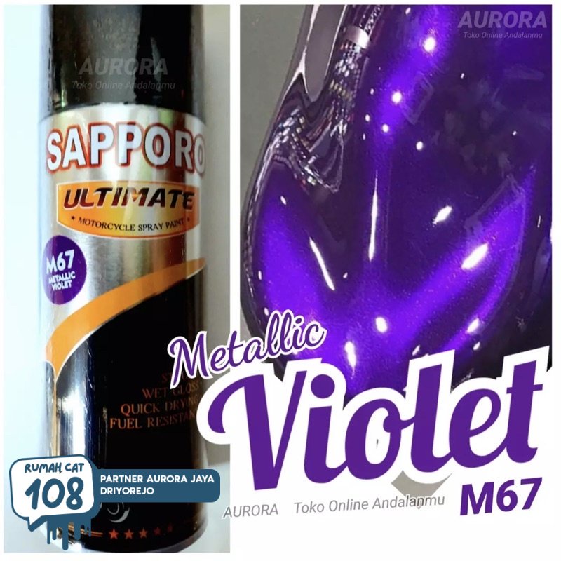 

Rumah Cat - Pilox Sapporo Ultimate Metallic Violet M67 Ungu Metalik 400ml Cat Pilok Saporo Metalic Rumah Cat Motor dan Mobil