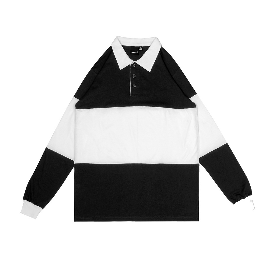 Vintage Rugby Kaos Polo Shirt Lengan Panjang Pria Wanita