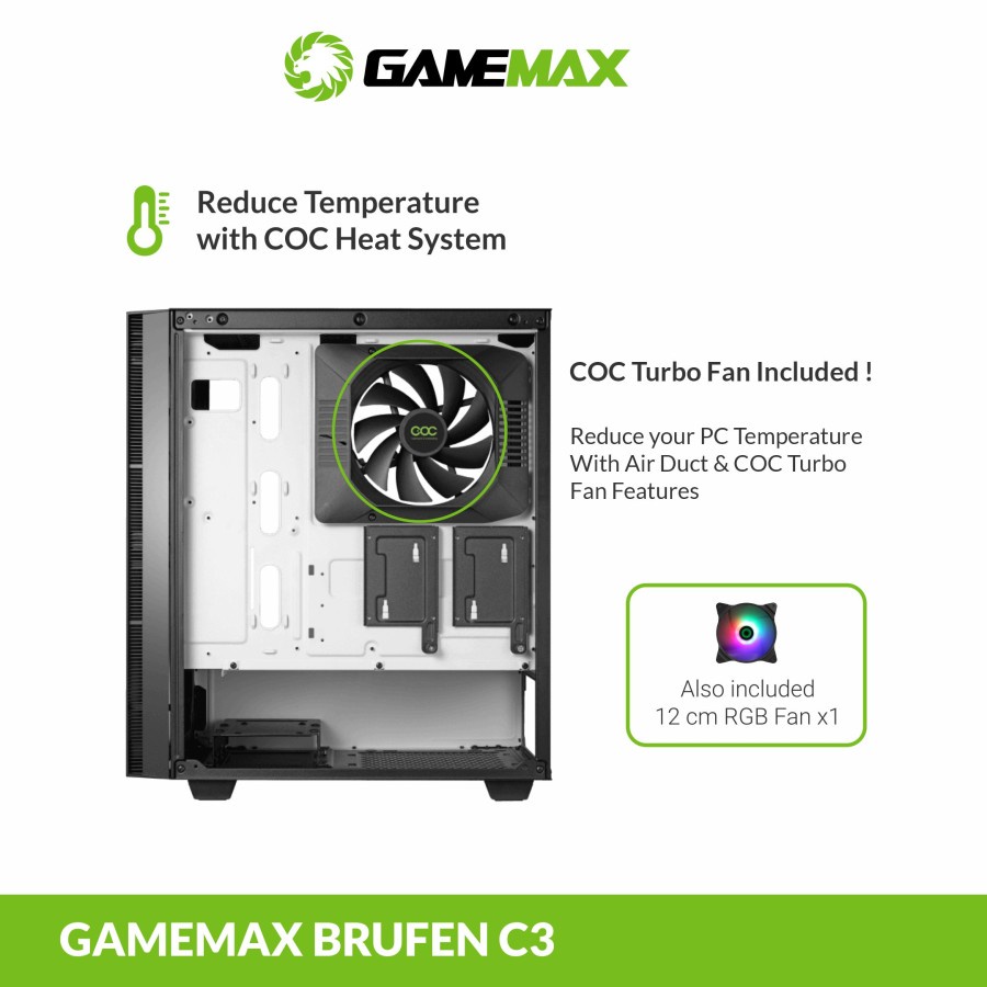 Gamemax BRUFEN C3 Black Grey E-ATX Gaming PC Case