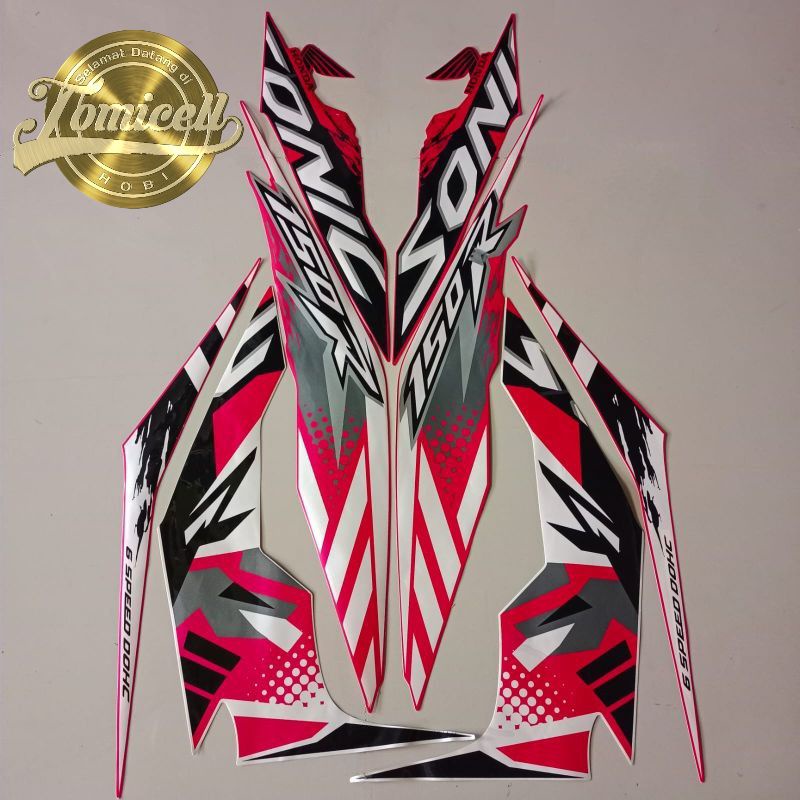 striping decal honda sonic 150 2017 pink putih stiker list body motor standar