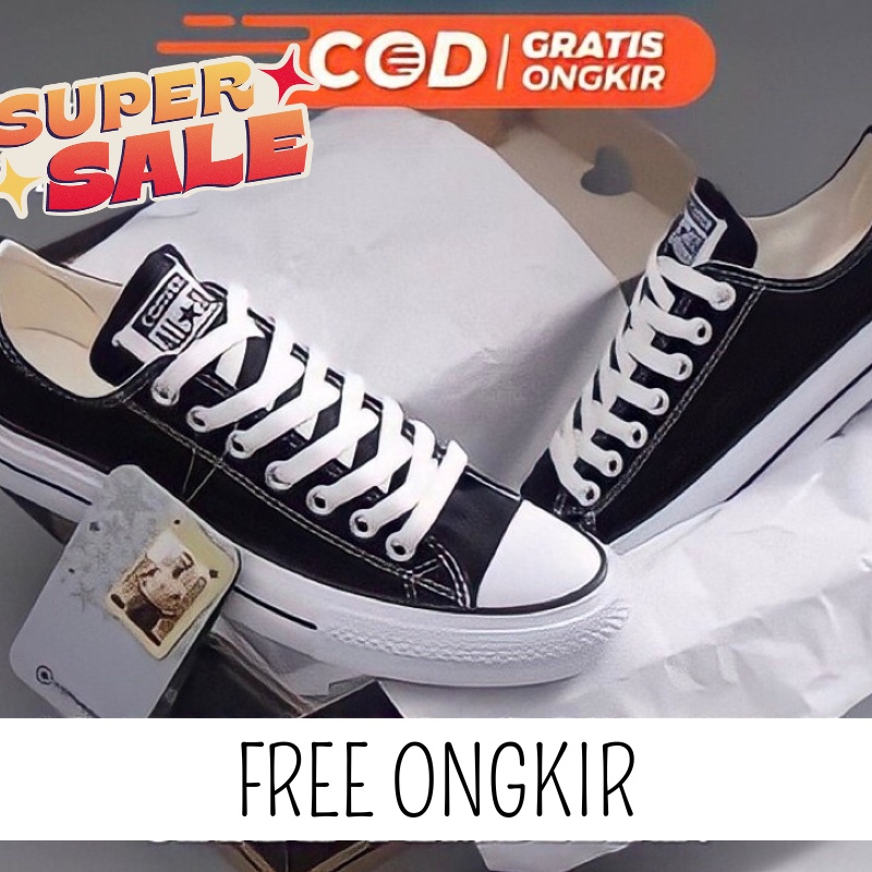 (1kg bisa 2pcs) SEPATU CONVERSE ALL STAR 70'S LOW BLACK WHITE PRIA WANITA / SEPATU ALL STAR CLASSIC CONVERSE HITAM PUTIH