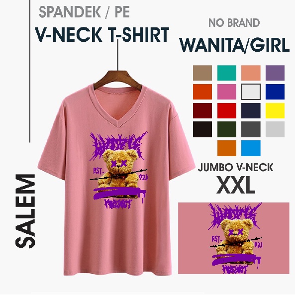 Kaos vneck wanita Vneck JUMBO fit to XXL BEAR PROJECT Atasan wanita kaos big size kaos JUMBO kaos mu