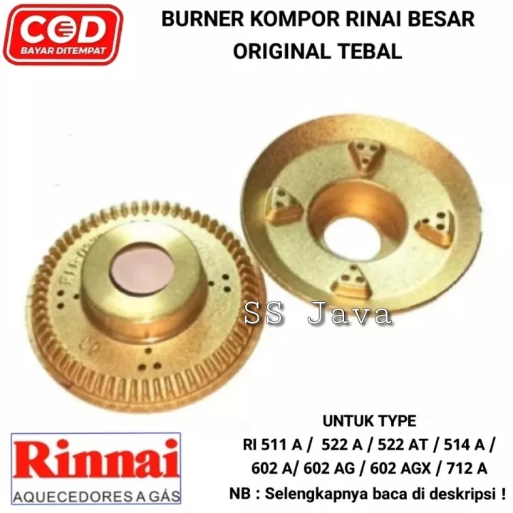 Burner kompor gas rinnai / sparepart burner kuningan ukuran BESAR original tebal untuk kompor gas ty