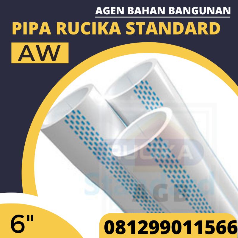 Pipa PVC 6" Inch Rucika Standard / Pipa Rucika Wavin / Pipa Wavin AW (Harga Grosir) 4 Meter