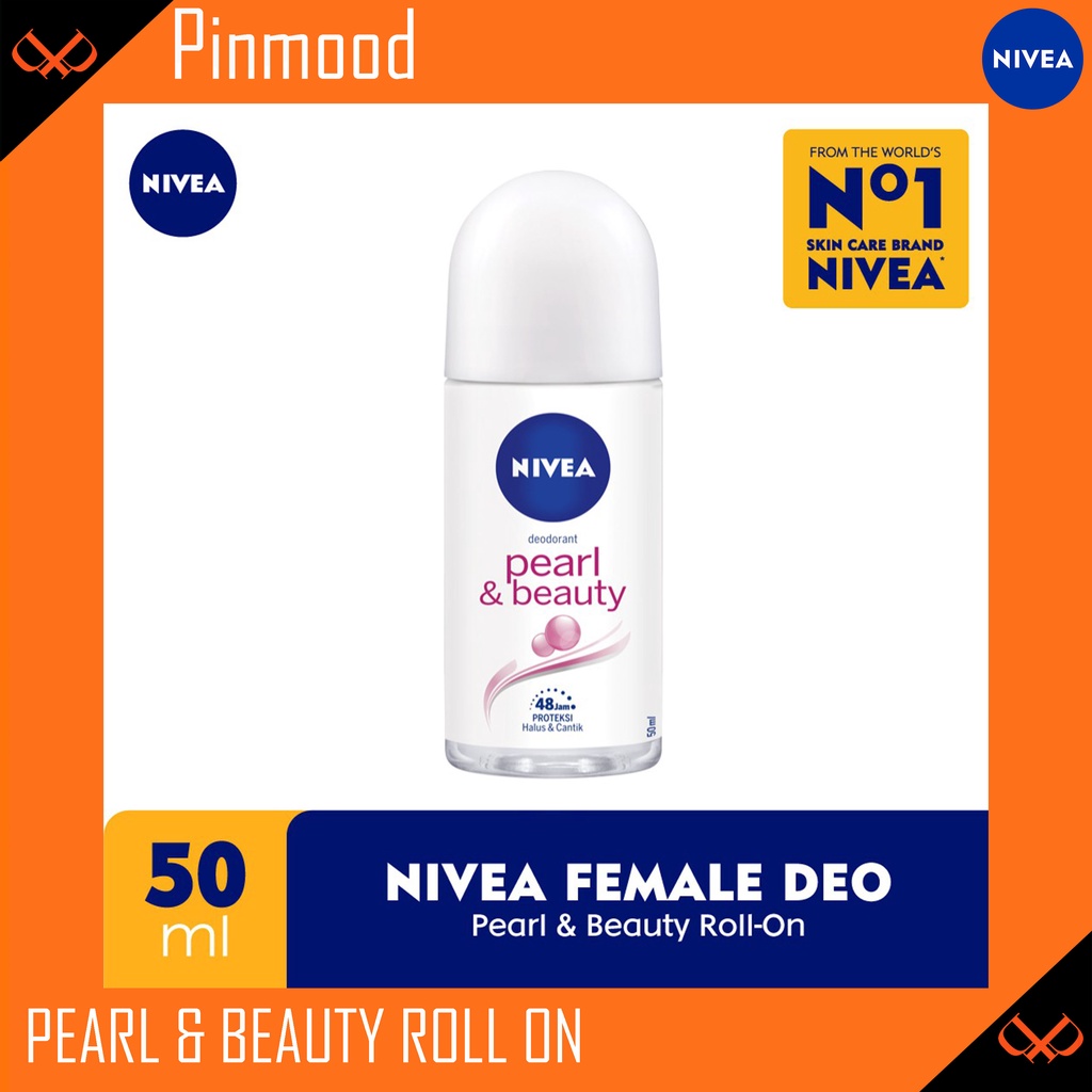 NIVEA DEODORANT PEARL &amp; BEAUTY [ 50 ML ] ROLL-ON FEMALE DEODORAN WANITA PERSONAL CARE PEARL EXTRACT DAN AVOCADO OIL