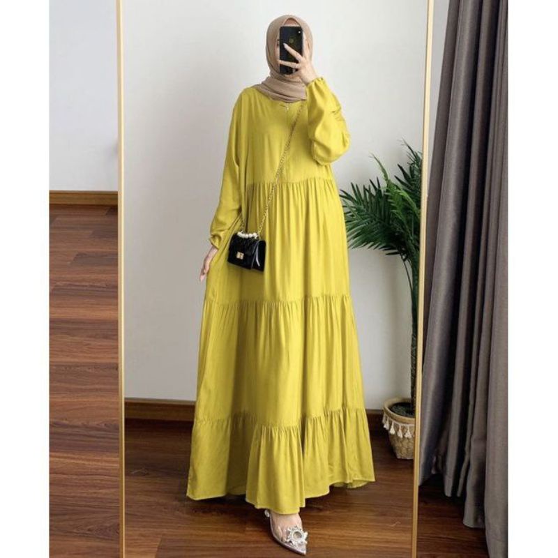 Gamis Rayon Hanum Dress Gamis Polos Dress Busui Gamis Terbaru kekinian