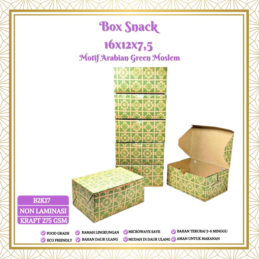 Box Snack Dus Kue Snack Box 16x12 Dus Roti (B2K17-Non Laminasi)