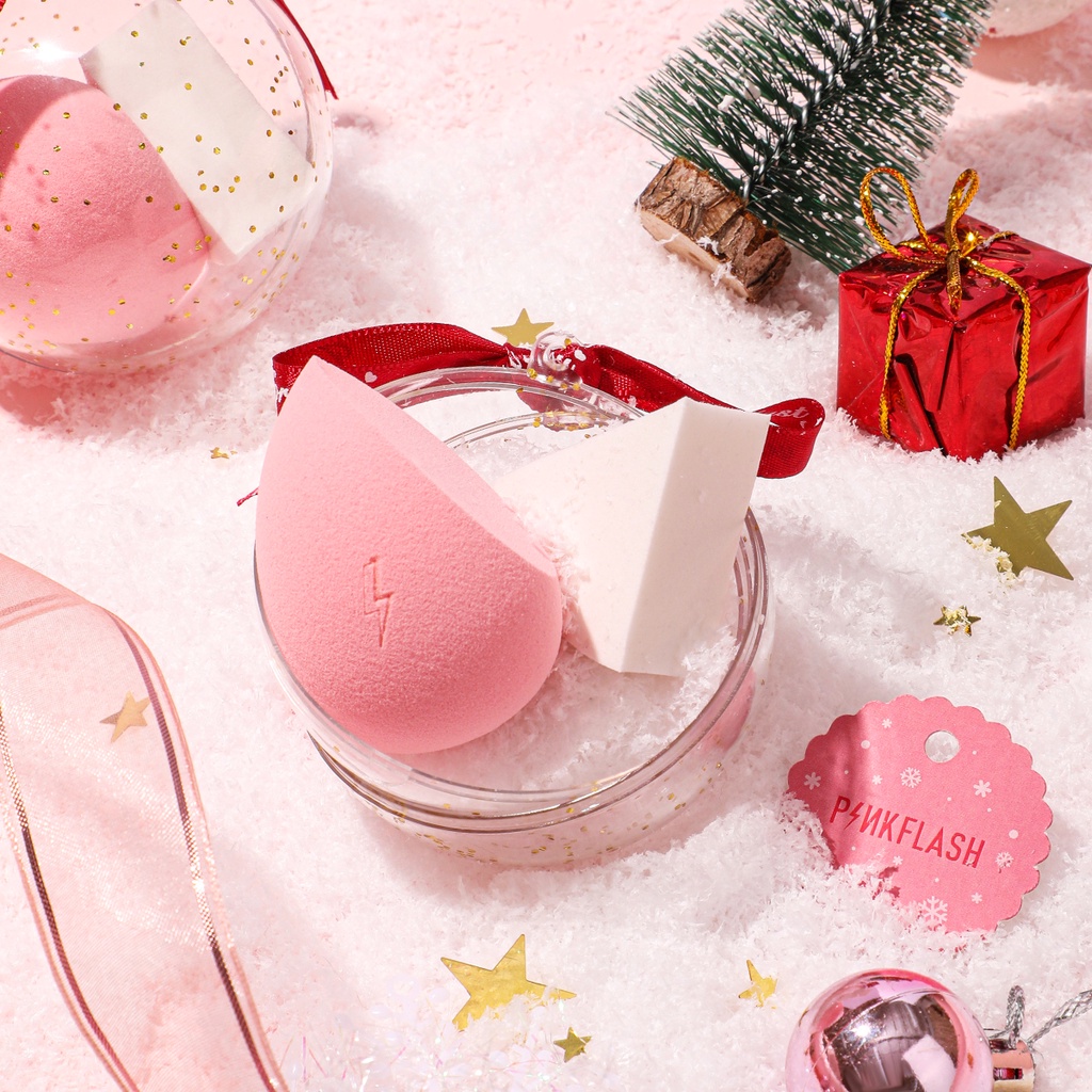 PINKFLASH Spons Bedak Padat Natal Primer Blender Makeup Sponge Set Makeup Telur Super Lembut Tidak Mudah Dimakan